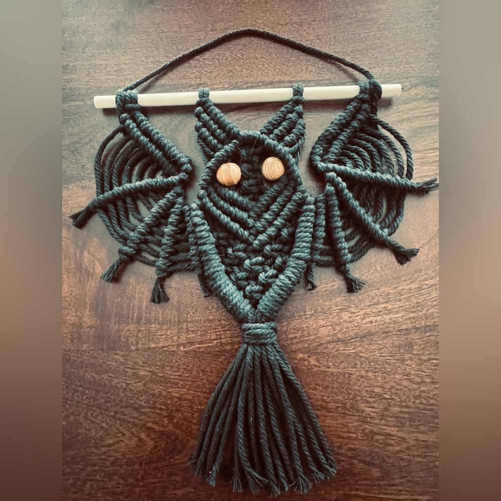 Handmade macrame bat wall hanging